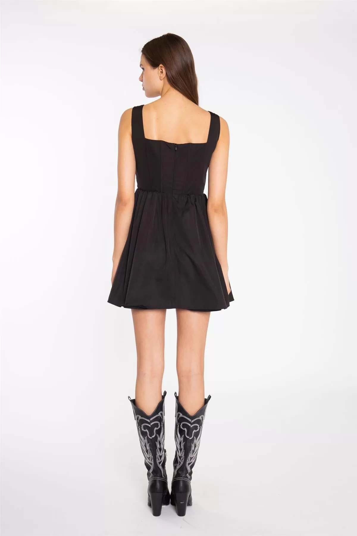 Black Corset Skater Mini-Dress