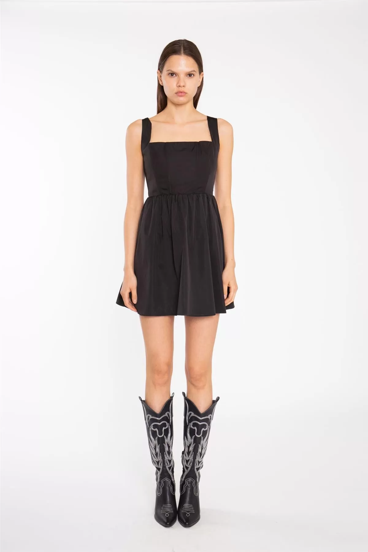 Black Corset Skater Mini-Dress