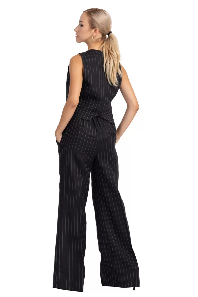 Black Pinstripe Women's Tailored Trousers