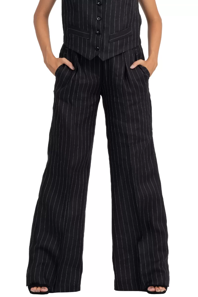 Black Pinstripe Women's Tailored Trousers