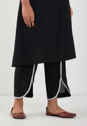 Black Slit Bottom Pants