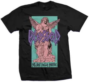 Blessed Angel -  Hyper Jade/ Bleached Coral/ Space Purple on Black T-Shirt