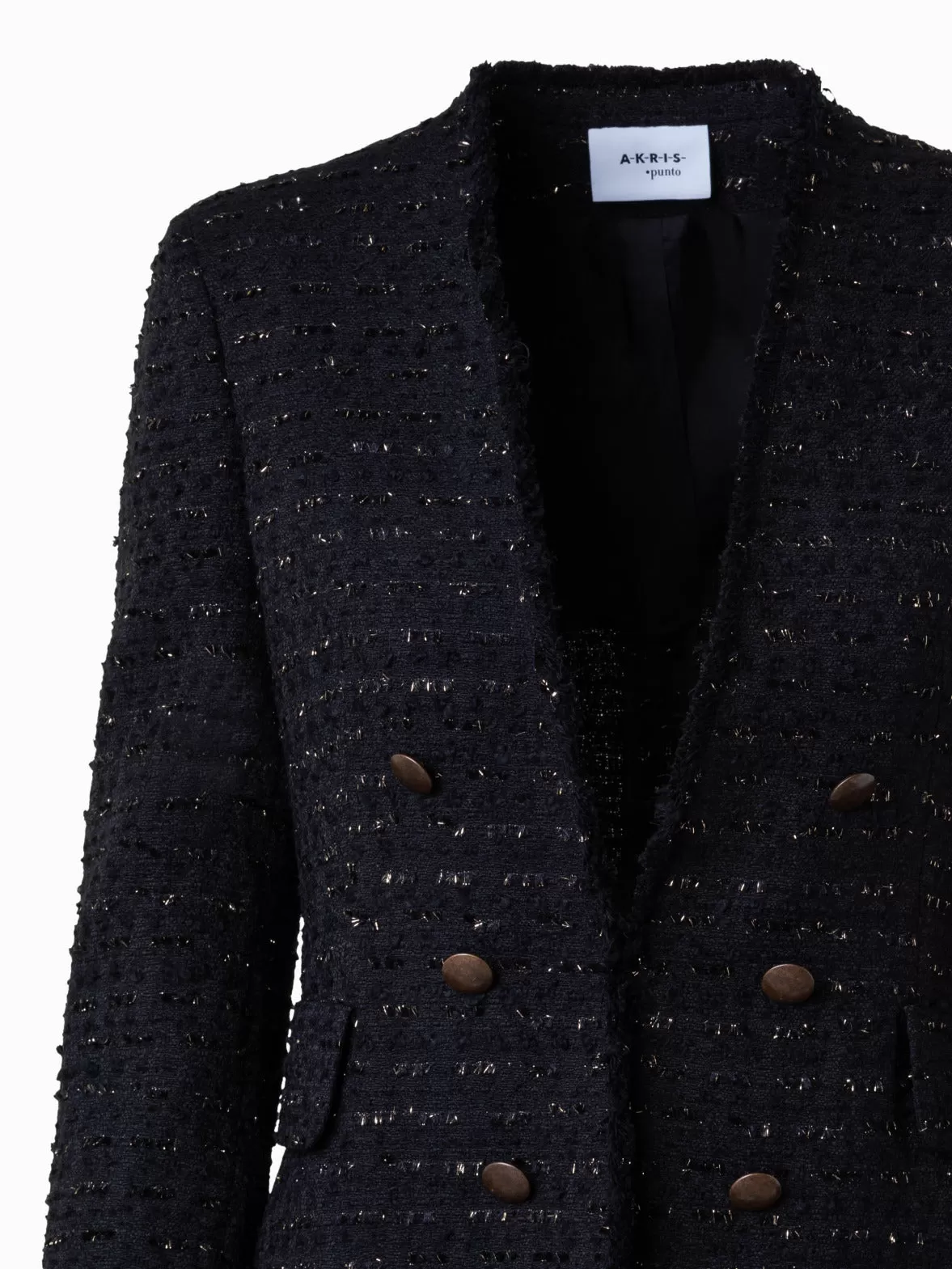 Bouclé-Blazer mit Fransen