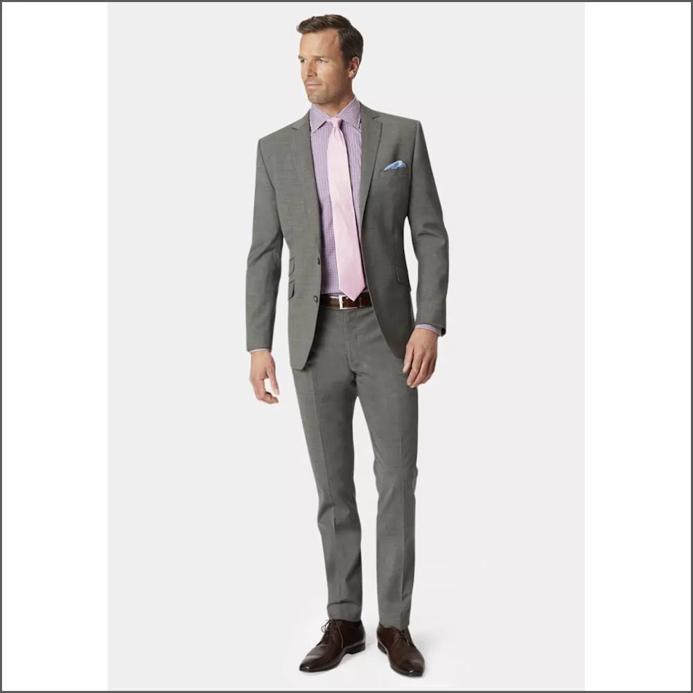 Brook Taverner Cassino Grey Fashion Fit Washable Crease Resistant Suit***