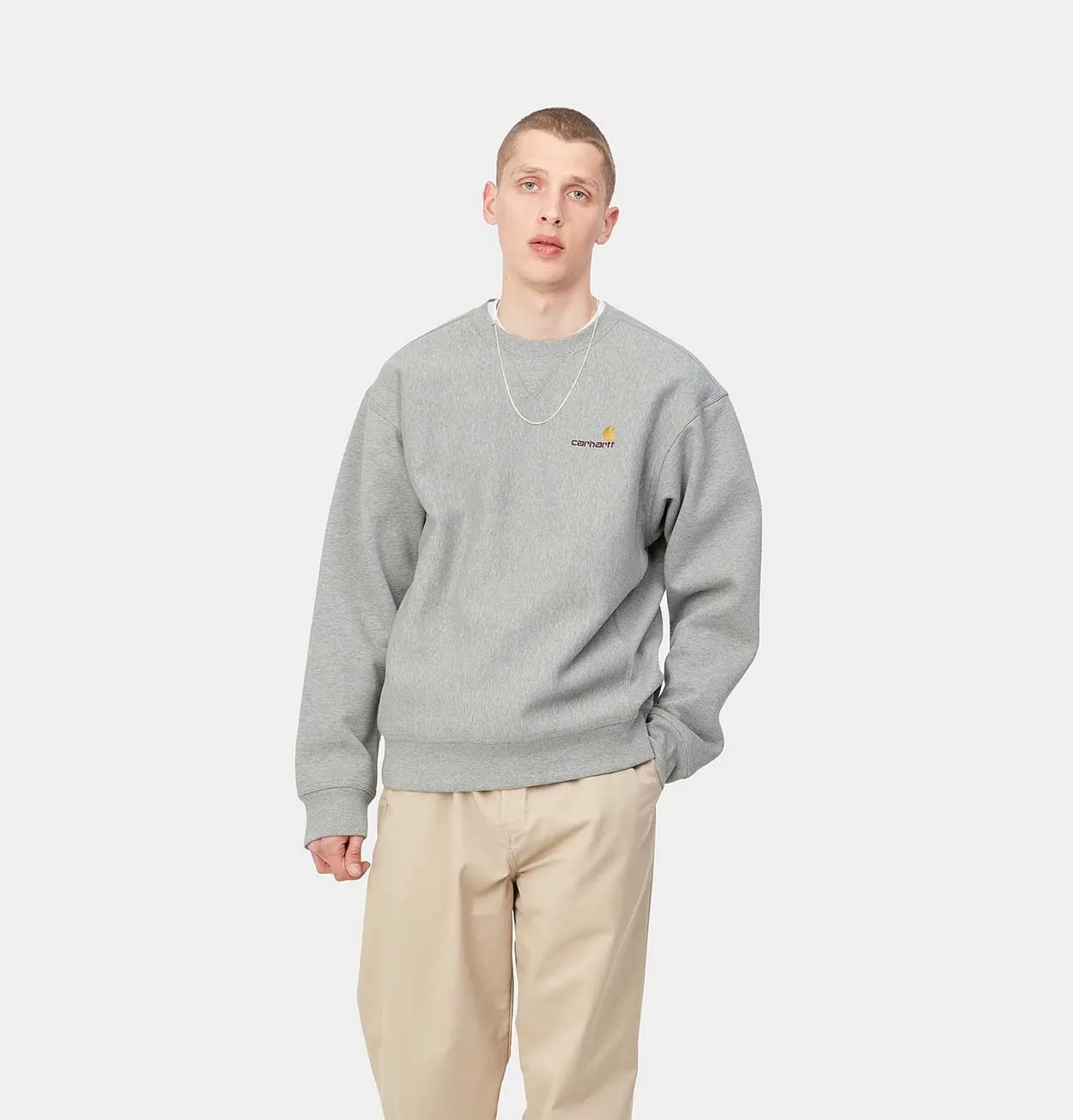 Carhartt WIP American Script Sweatshirt in Grey Heather