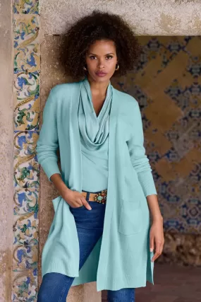 Cashmere Long Cardigan Aqua