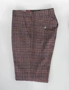 Cavani Brendan Wine Slim Fit check Trousers