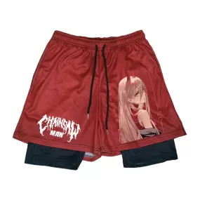 Chainsaw Man Power Cute Sports Shorts 2 in 1 High Quality