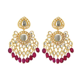 Chandni Statement Earrings -Rani Pink Hued Stone