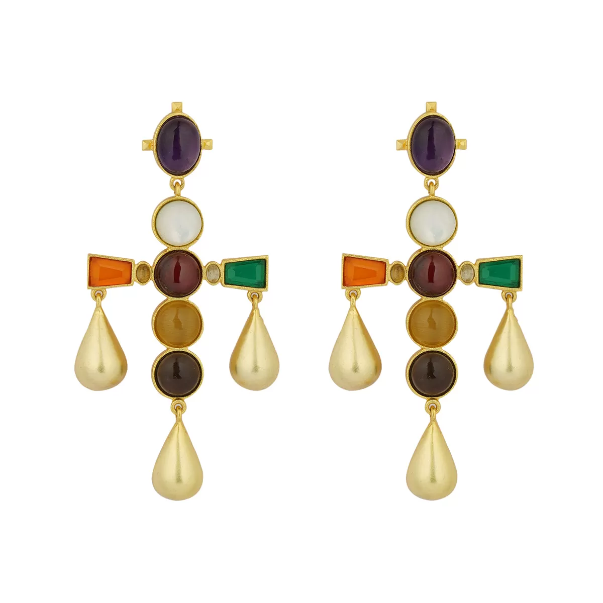 Colour Pop Navratna Earrings