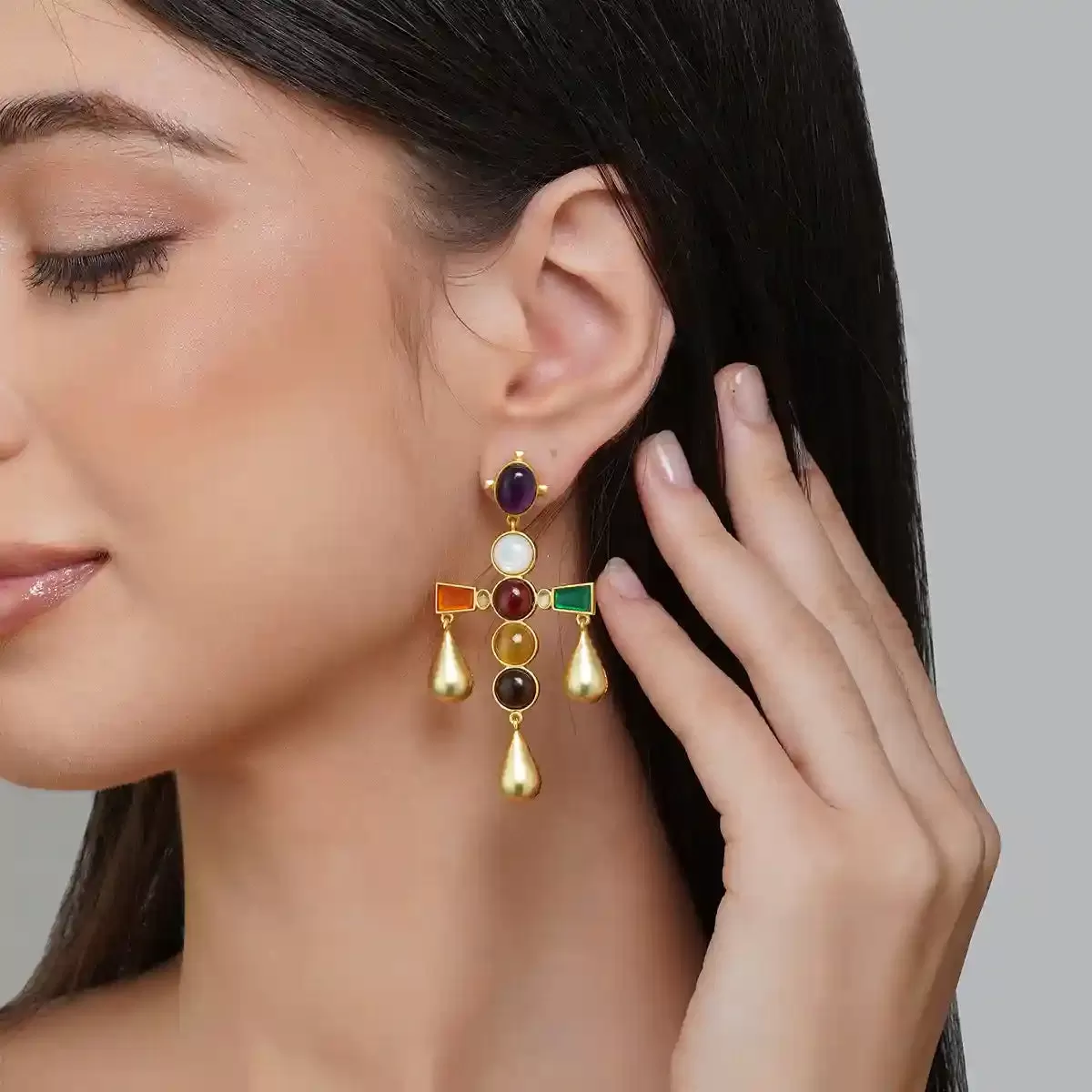 Colour Pop Navratna Earrings