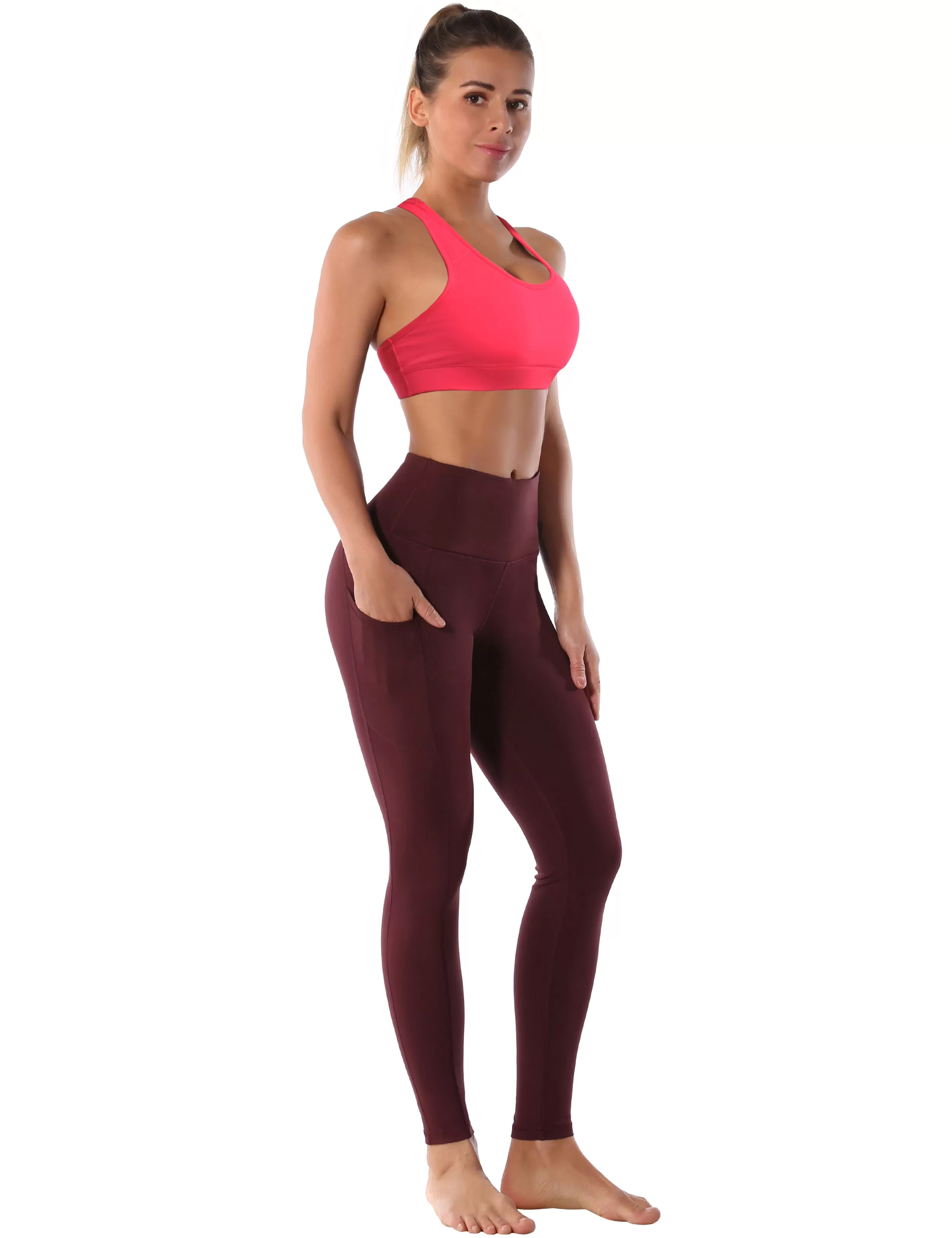 Compression Racerback Sports Bras red