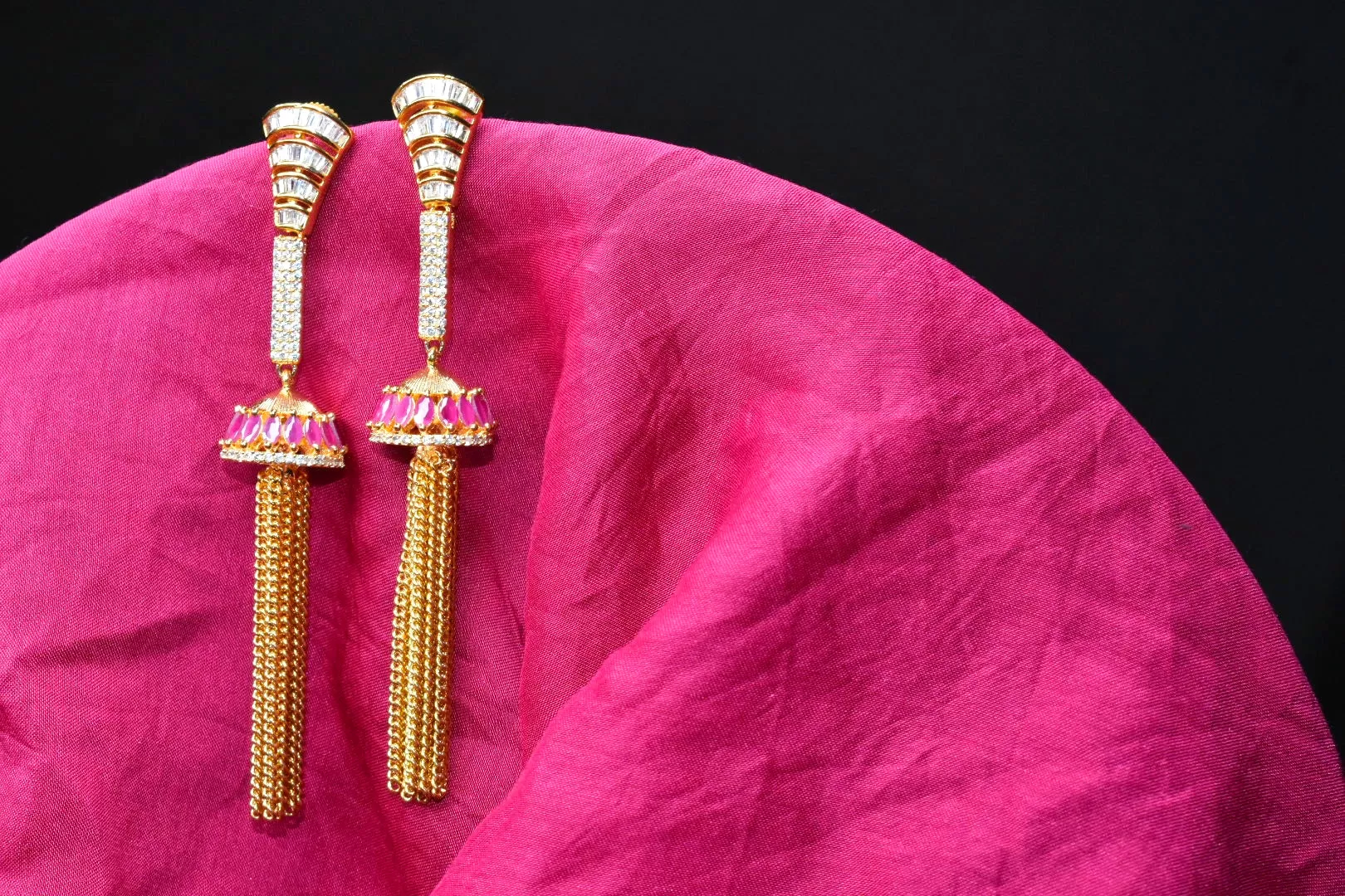 Contemporary Gold Plated and Cubic Zirconia Drop Earrings By Asp Fashion Jewellery