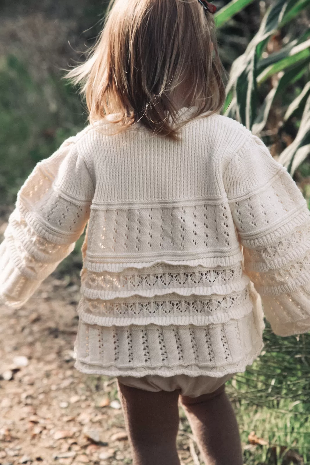 Cream Crochet Flare Sleeve Knit Jumper