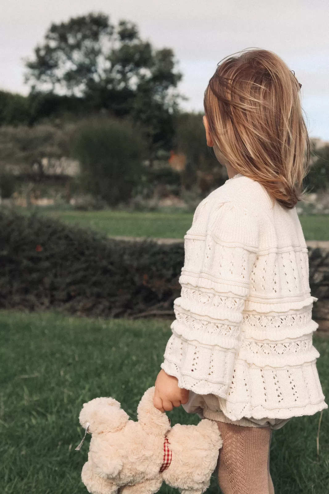 Cream Crochet Flare Sleeve Knit Jumper