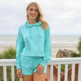 Cropped Hoodie in Sea