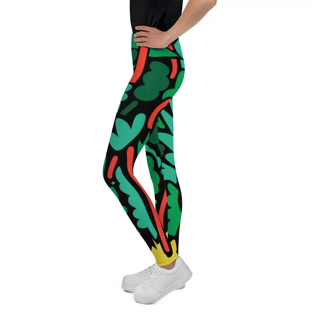 Dark Floral Forest Youth Leggings