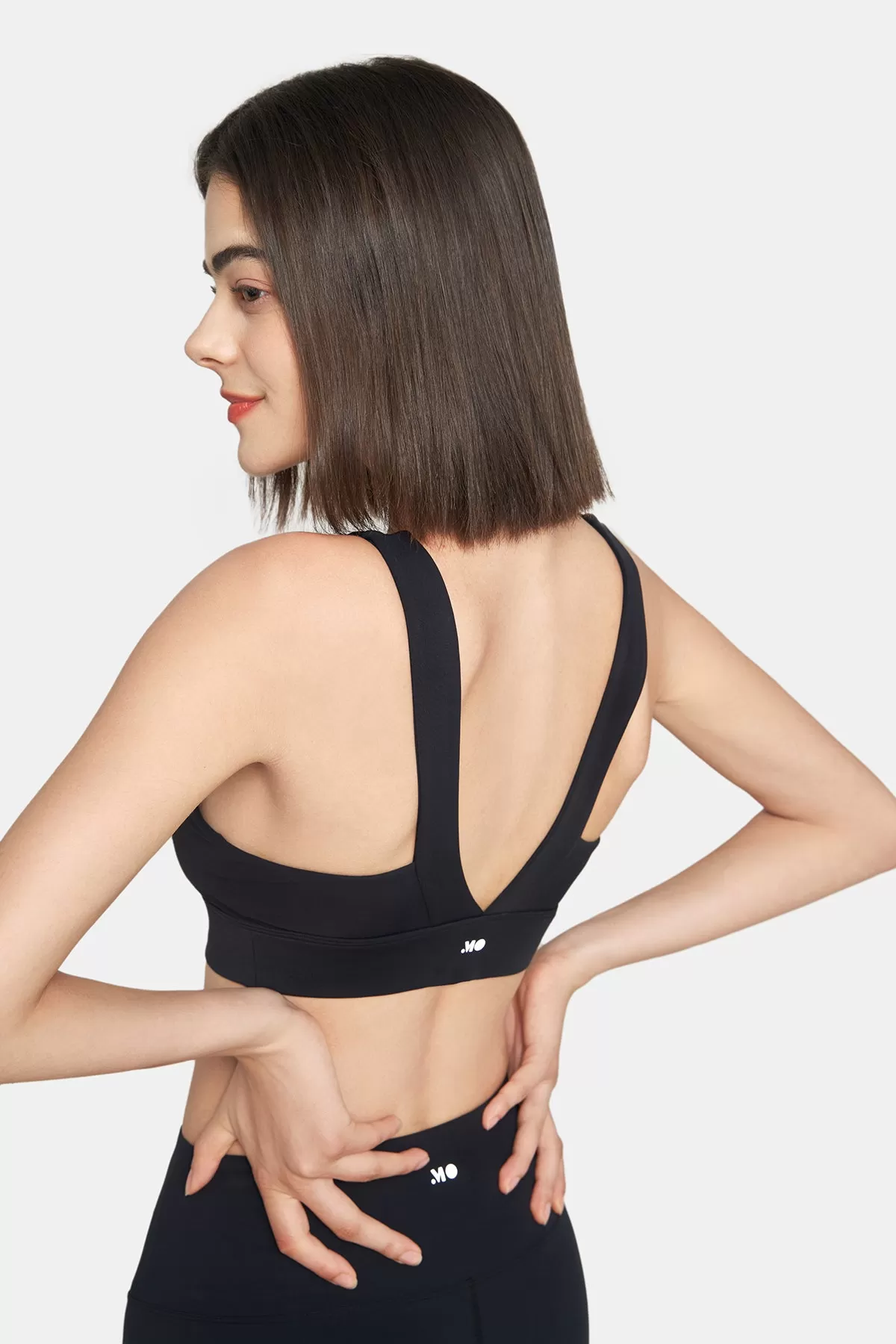 Deep V Shoulder Cutout Sports Bra