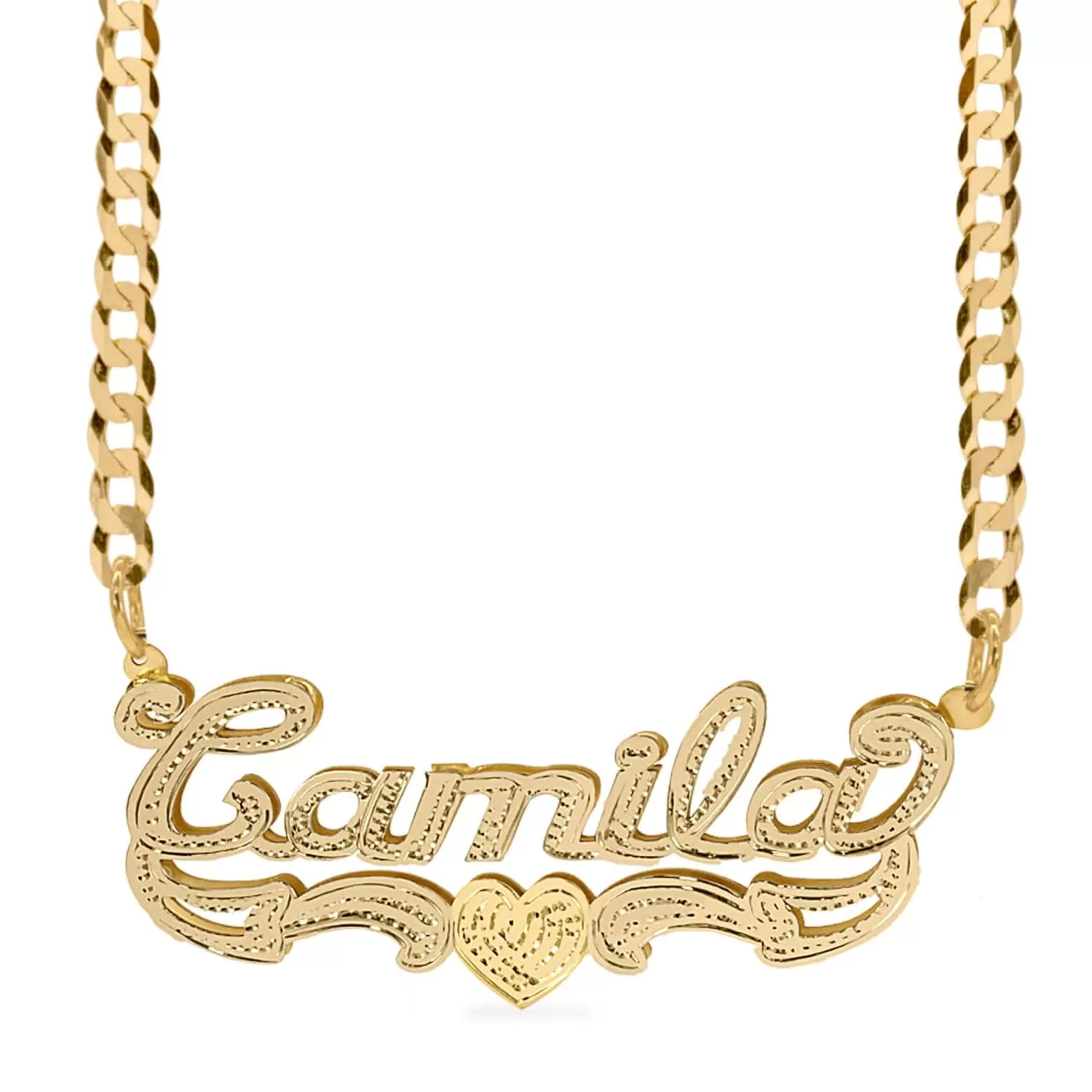 Double Plated Name Necklace Camila with Cuban chain