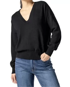 Easy Double V-Neck Sweater (Black)