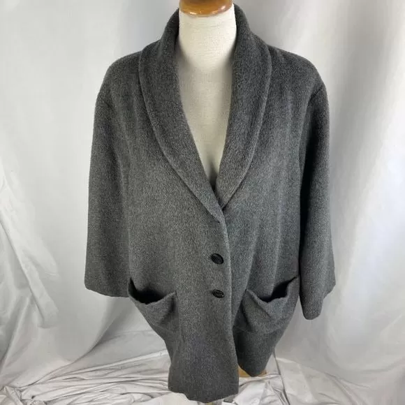 Eileen fishergray Alpaca blend 3/4 jacket