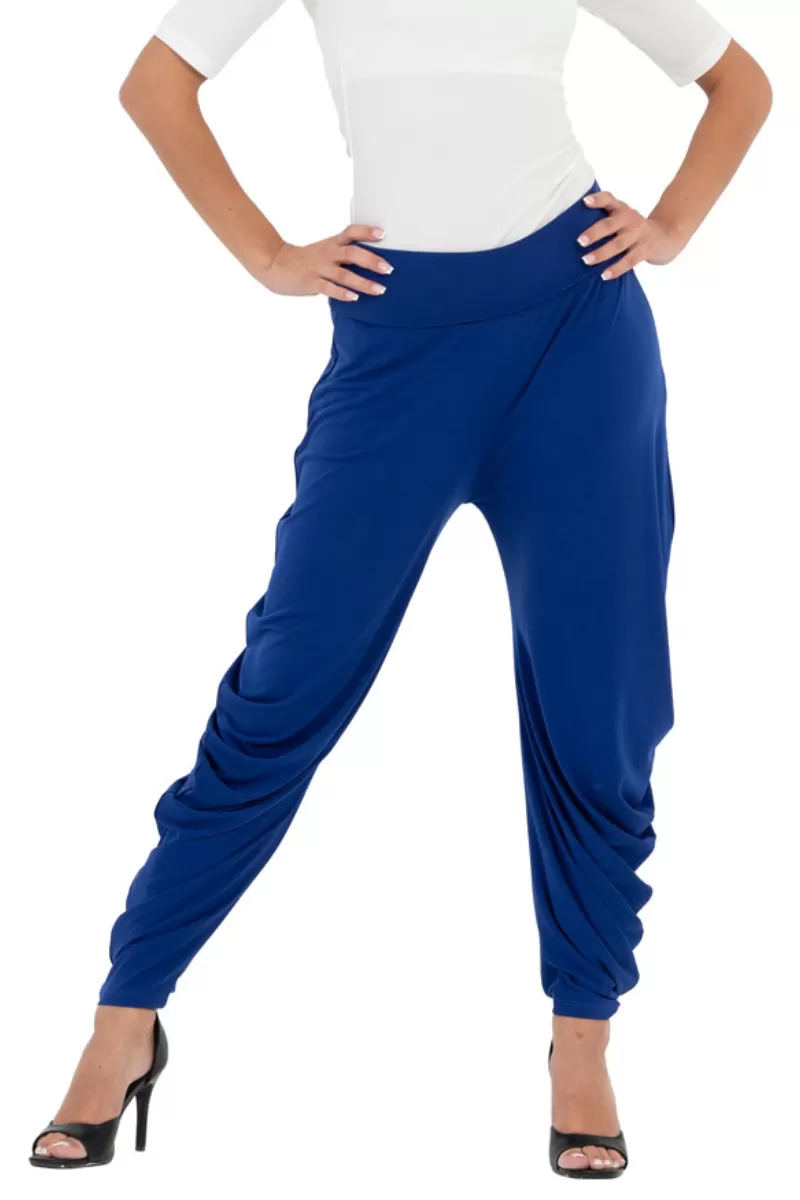 Electric Blue & Brick Red Harem Tango Pants With Gathers (S)