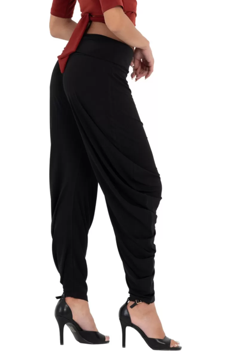 Electric Blue & Brick Red Harem Tango Pants With Gathers (S)