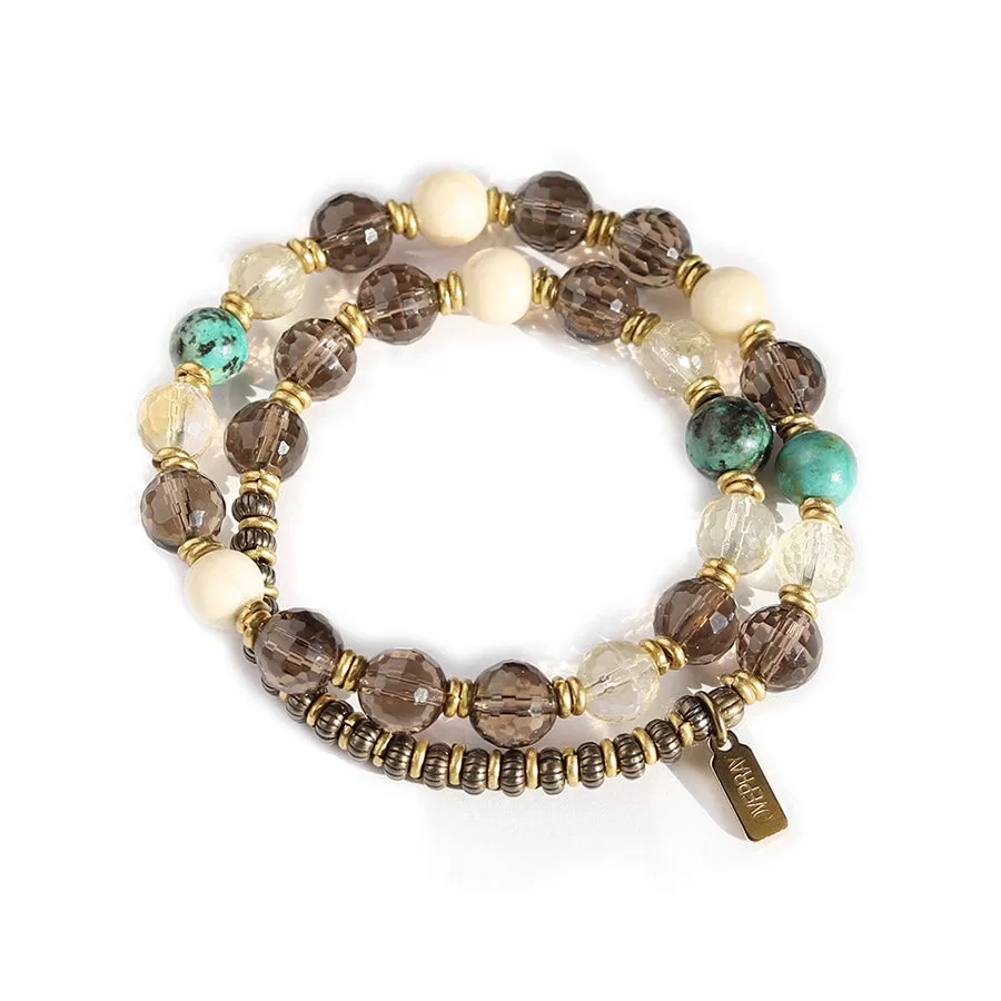 Energy and Abundance Smoky Quartz and Citrine Mala Bracelet