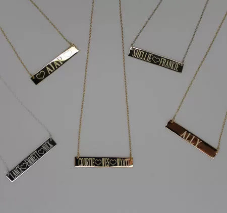 Engraved Gold Bar Necklace