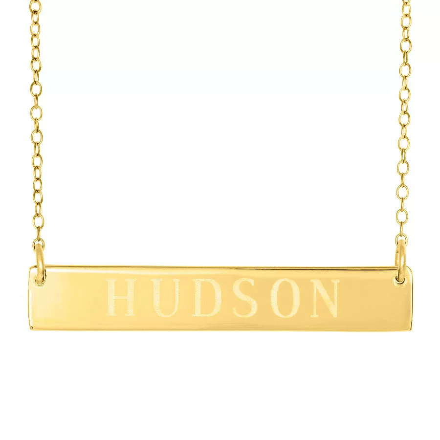 Engraved Gold Bar Necklace