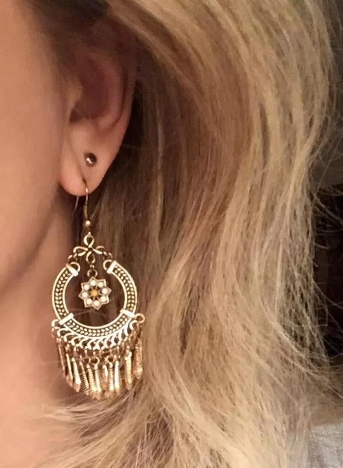 Ethnic Golden Tassel Dangle Drop Earring