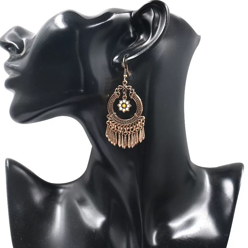 Ethnic Golden Tassel Dangle Drop Earring