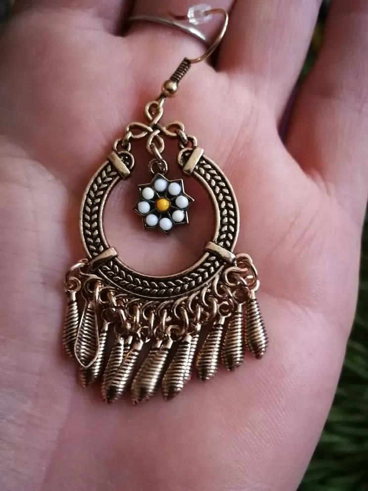 Ethnic Golden Tassel Dangle Drop Earring