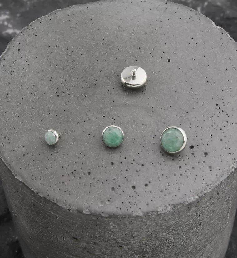 Faceted Aquamarine Stone Titanium Internally Threaded Top