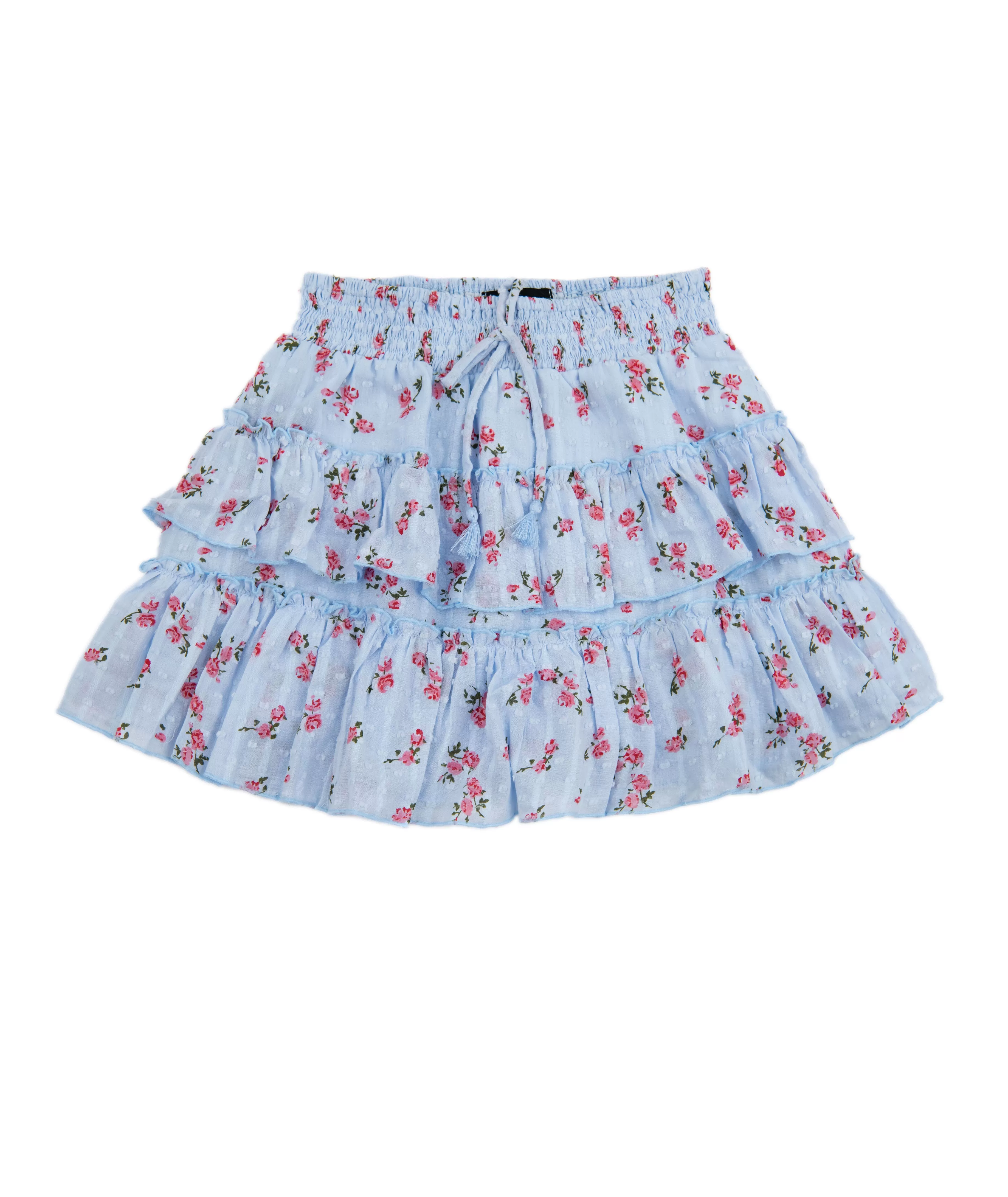 FBZ Girls Blue Floral Tiered Skirt