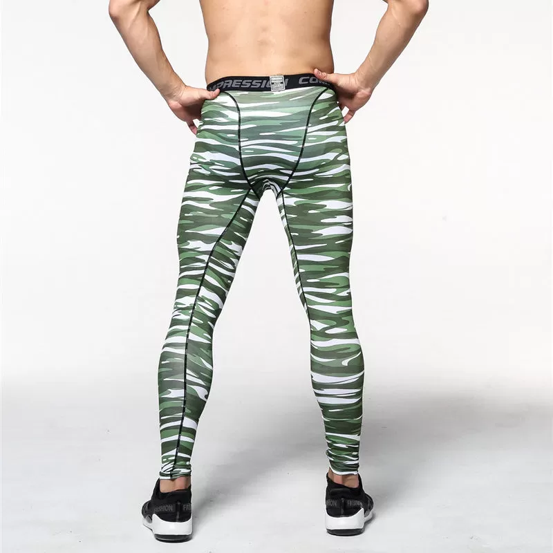 Fitness Men Sport Pants Camouflage Printed Pro Compression Tights