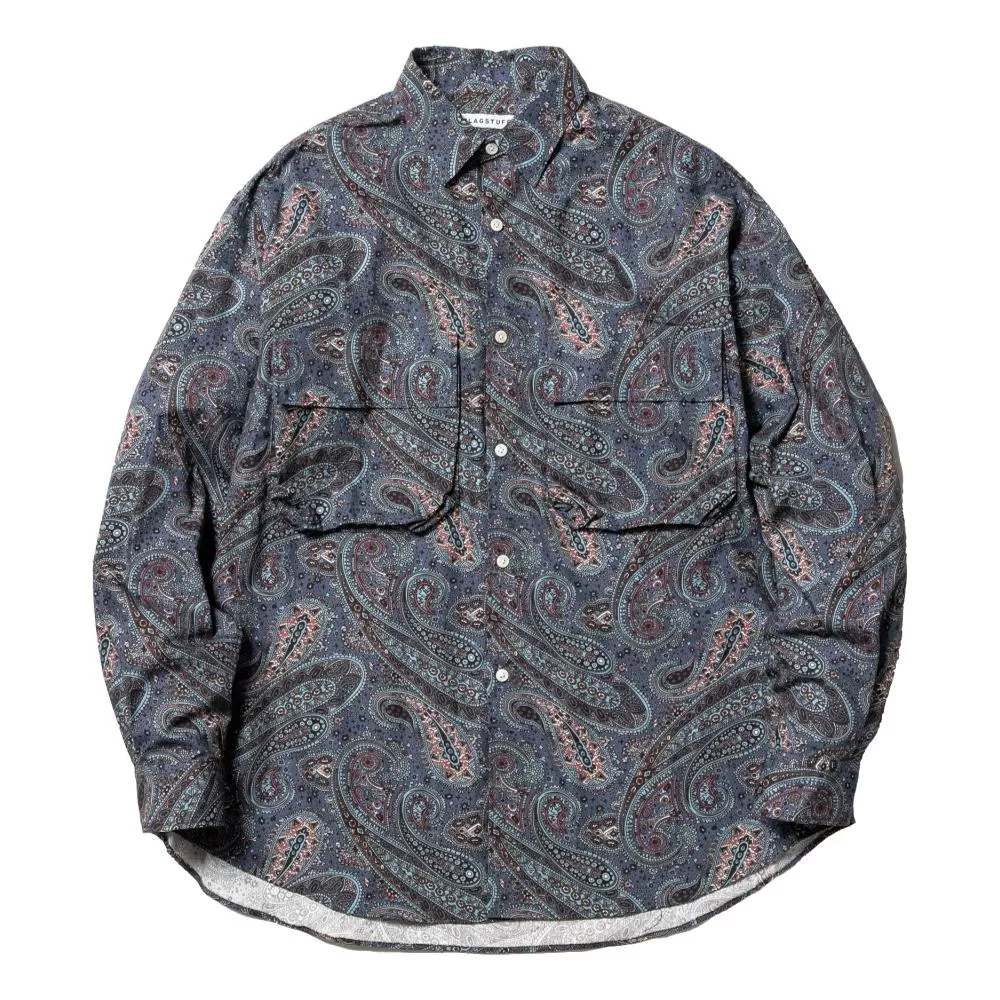 FLAGSTUFF PAISLEY L/S SHIRTS-BLUE