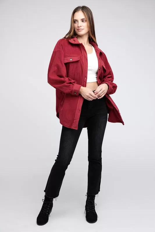 Fleece Buttoned Down Oversized Jacket