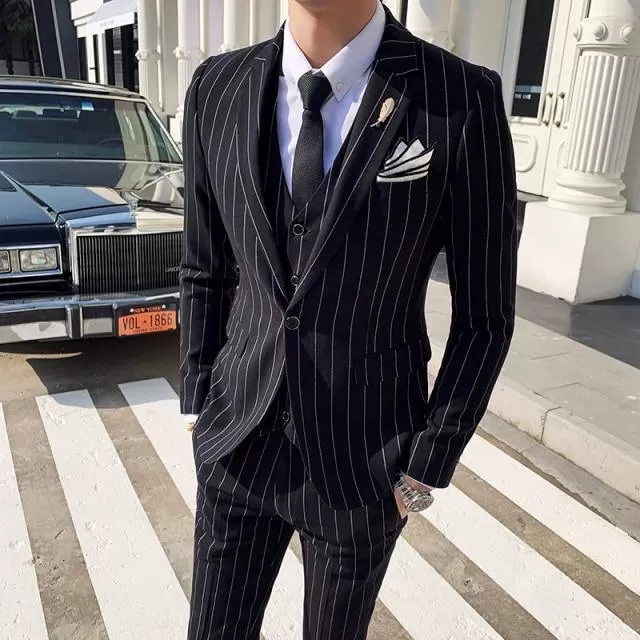 Formal Striped Three Piece Suit