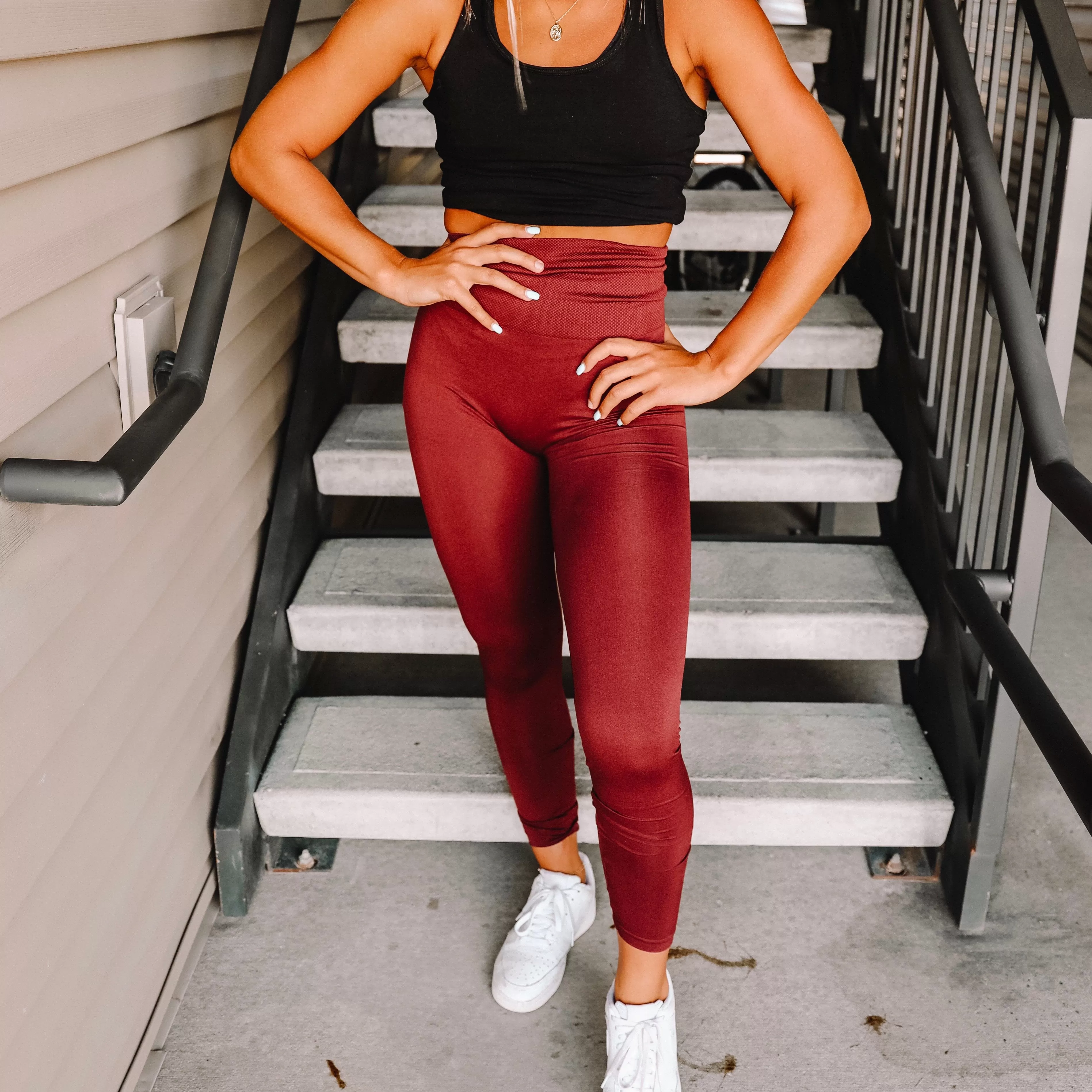 Freaking Out Burgundy Seamless Leggings