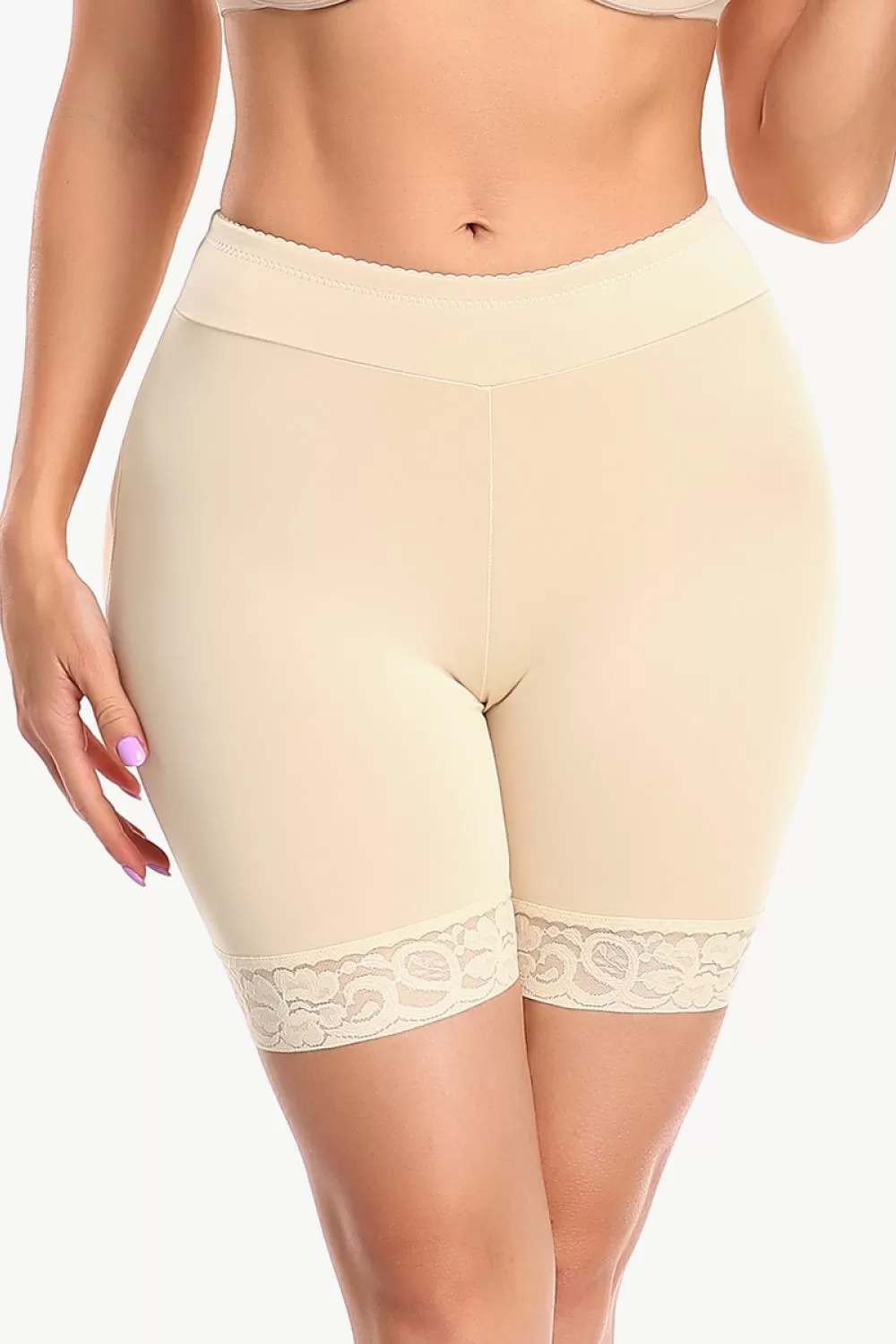 Full Size Lace Trim Lifting Pull-On Shaping Shorts