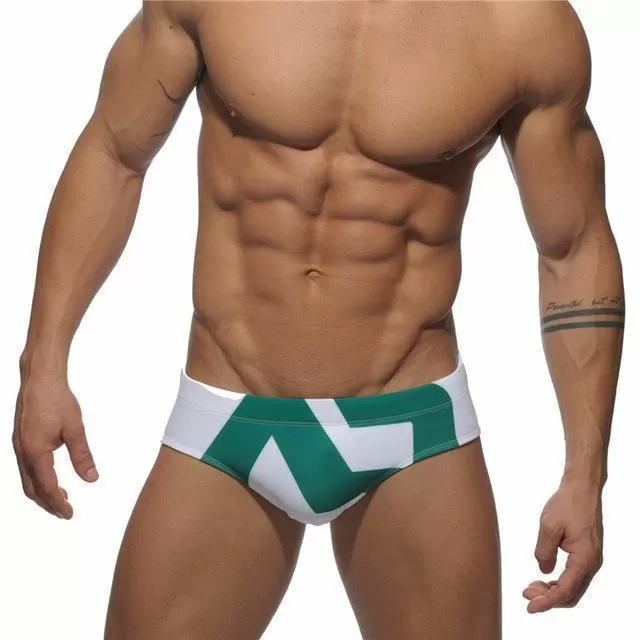 Geometric Patchwork Swim Briefs