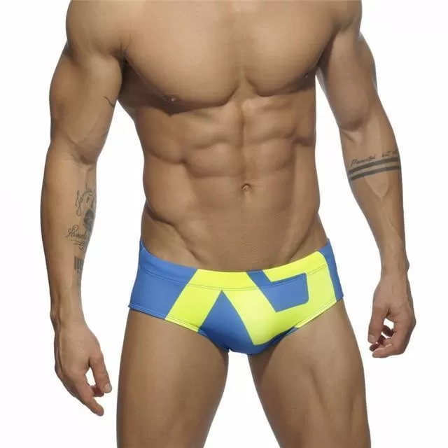 Geometric Patchwork Swim Briefs