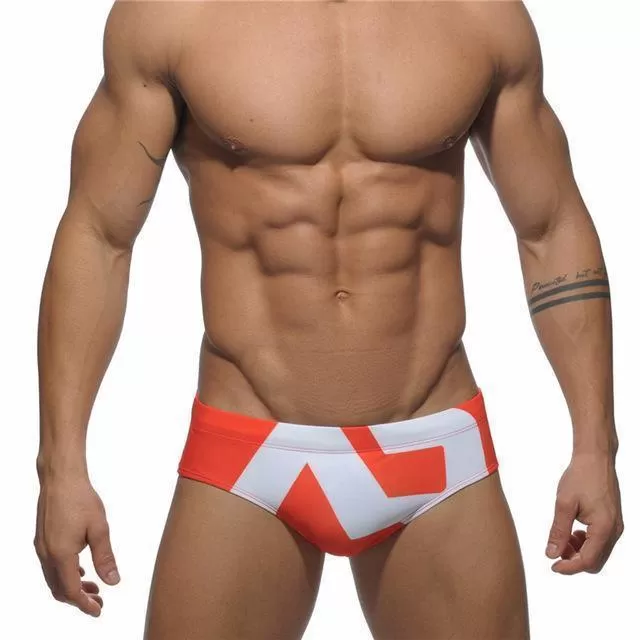 Geometric Patchwork Swim Briefs