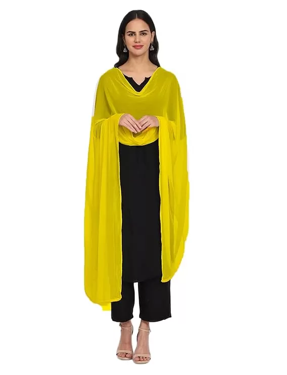 Girl's Bright Yellow Chiffon Dupatta