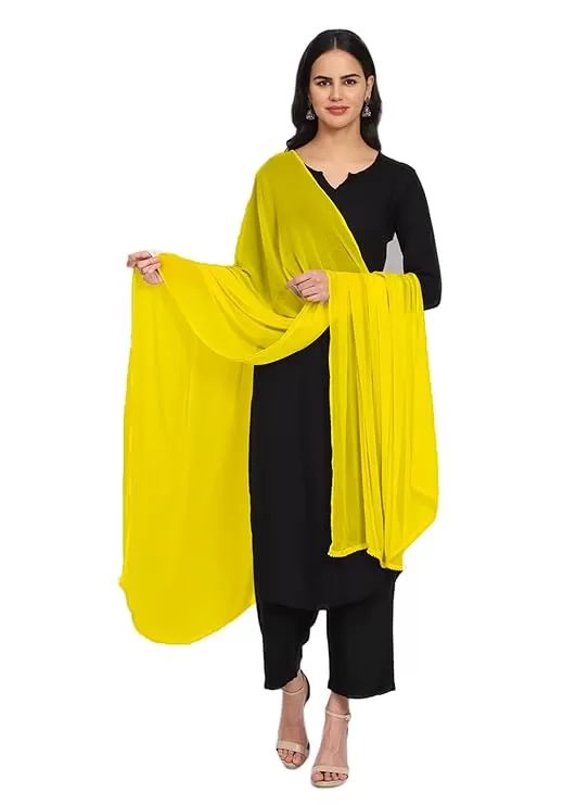 Girl's Bright Yellow Chiffon Dupatta