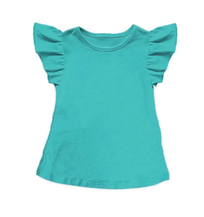 Girl's Shea Baby Turquoise Ruffle Sleeve Top