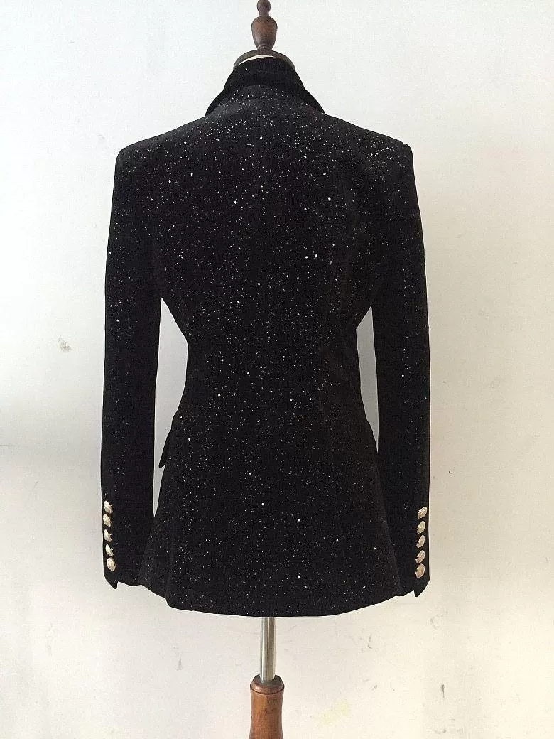 Glitter Velvet Blazer Women - Casual - Plain-Solid