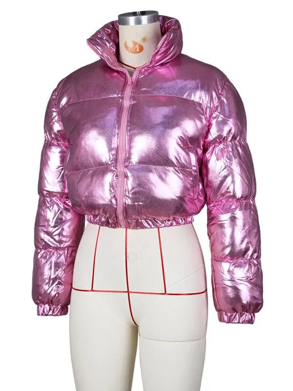 Glossy Parka Women Crop Jacket