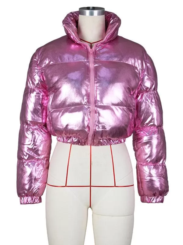 Glossy Parka Women Crop Jacket